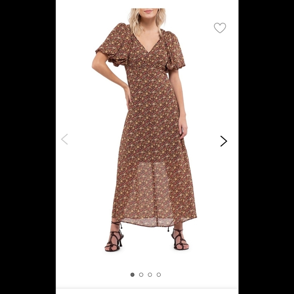 4 for $40 - Moon River Brown Floral Maxi Dress